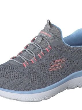 Skechers Slip-On Athletic Sneaker in Gray with Pink Accents